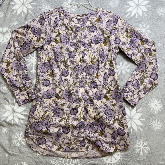 Duluth Trading Womens Shirt Size Small Purple Floral Wrinklefighter Tunic Top - Picture 1 of 7